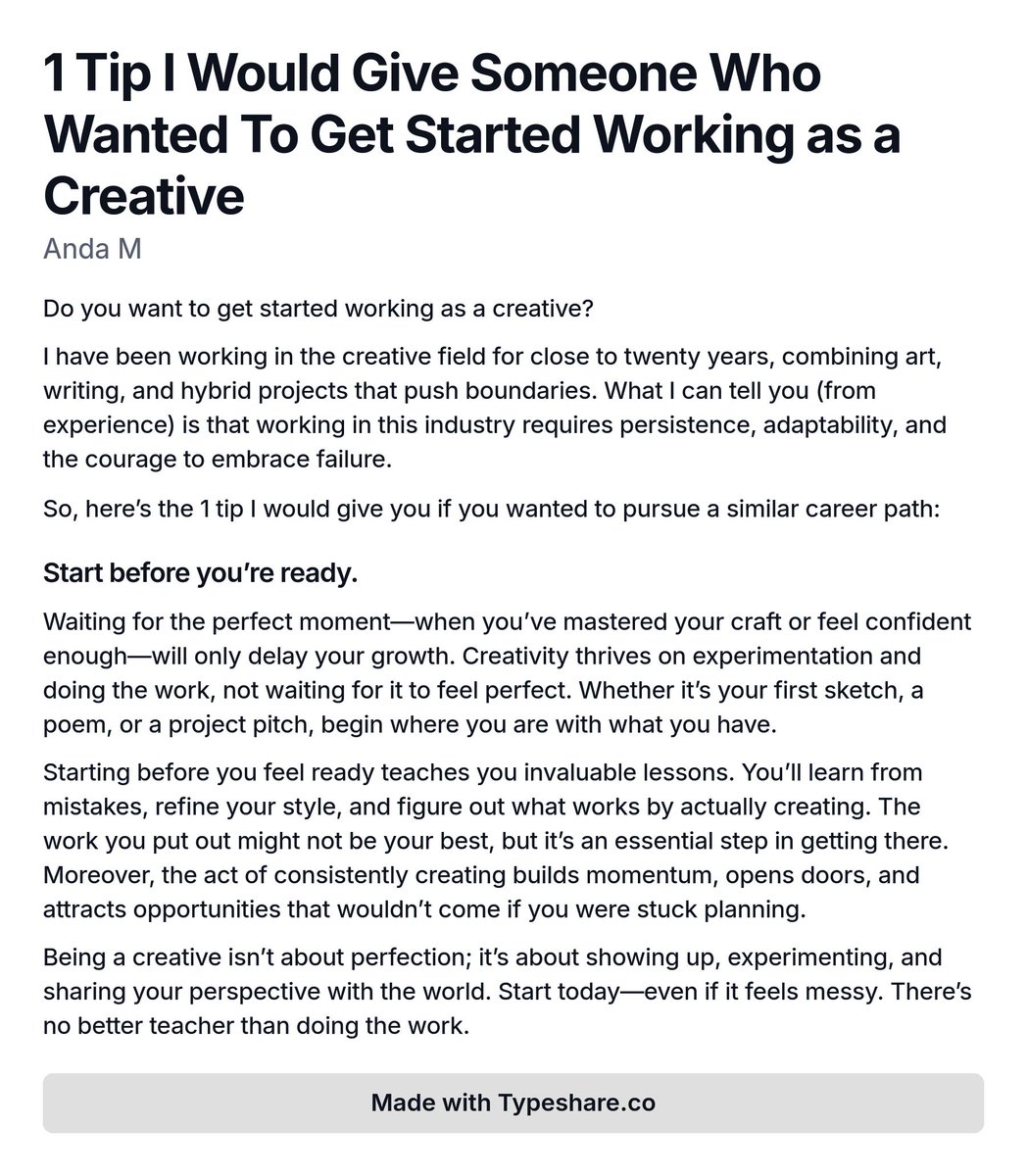 RewildYourDays's tweet photo. 1 Tip I Would Give Someone Who Wanted To Get Started Working as a Creative https://t.co/vcE5SAa8vU