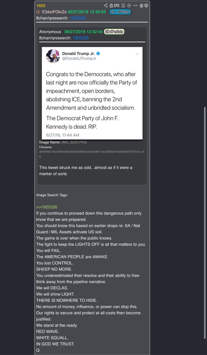 <a href="/TrumpBarronNews/">Barron Trump News 🇺🇸</a> TS: 1602
The AMERICAN PEOPLE are AWAKE.
You lost CONTROL.
SHEEP NO MORE.

We will DECLAS.
We will shine LIGHT.
THERE IS NOWHERE TO HIDE.

We stand at the ready.
RED WAVE.
WHITE SQUALL.
IN GOD WE TRUST.
Q