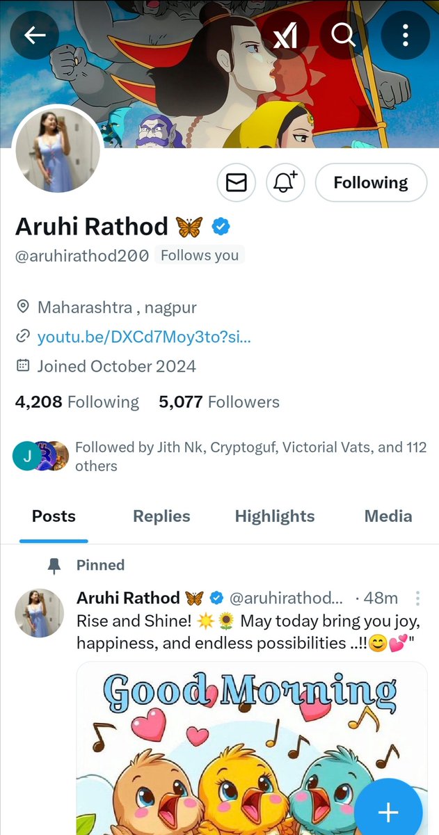 Amba2896's tweet photo. please follow my bestie Aruhi 
@aruhirathod200. https://t.co/UiwT9ya38e