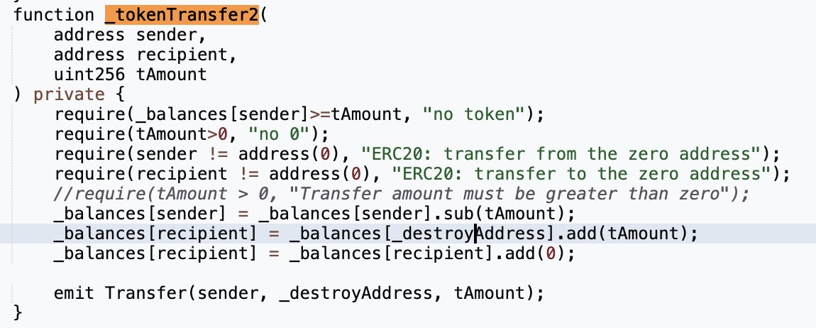 TenArmorAlert's tweet photo. 🚨TenArmor Security Alert🚨

Our system has detected a suspicious attack involving #GAGAW on #BSC, resulting in an approximately loss of $102.4K.

It appears there is a typo in the transfer function. When removing liquidity, the recipient's balance is mistakenly increased by the balance of _destroyAddress. 

If this is by design, it should instead be _balances[_destroyAddress] = _balances[_destroyAddress].add(tAmount).

Attack transaction: https://t.co/2A5UuODKIH

With TenArmor's ArgusAlert, you get early detection and automated response to on-chain attacks.

Need protection? Reach out anytime!

#TenArmorAlert #TenArmor
