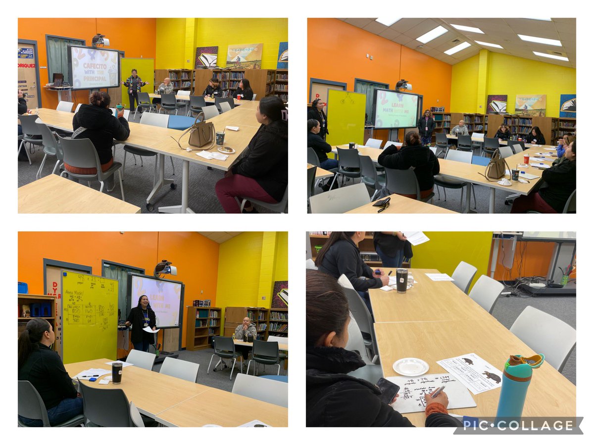 MonikaRobinson_'s tweet photo. Cafecito with the Principal @HBGElementary was “Making Sense of Numbers”! Parents engaged in a model lesson of strategies students learn in classrooms! So many “aha” moments as they dived into strip diagrams, number lines, &amp; area models! @CanalesItzamara @EISDMath #NixtheTricks https://t.co/bGYTEbK4qE