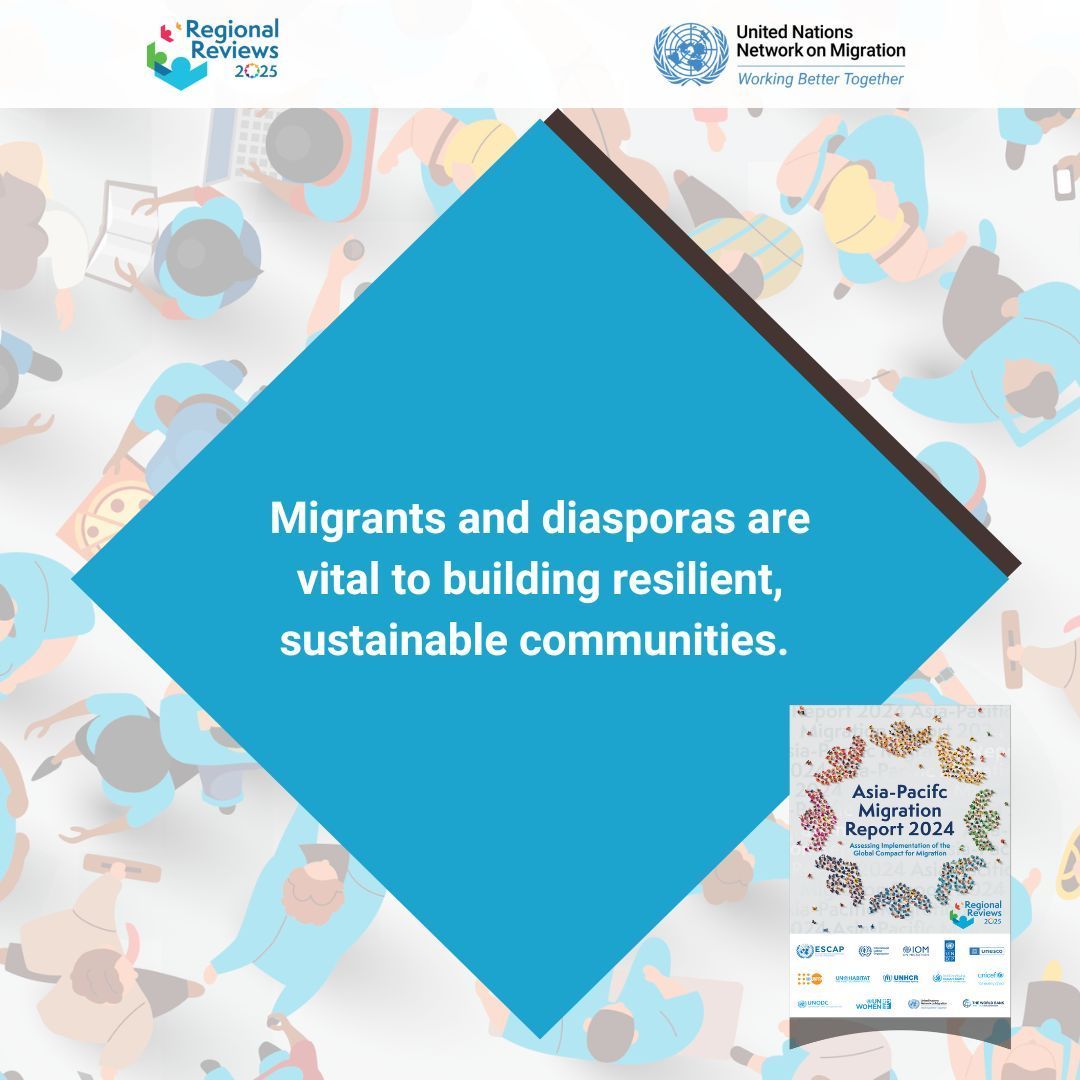 UNESCAP's tweet image. 🌍 Migrants are key to resilient communities! 

Let’s protect their rights to foster sustainable development in all countries! 💪 

Explore the latest #APMigration report: bit.ly/AP-Migration20… 

#ForMigration