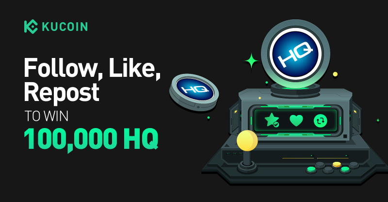 kucoincom's tweet photo. 🎉 Grab Your Share: Celebrate the $HQ  listing on #KuCoin! 

1. Follow @kucoincom &amp; @Metaverse_HQ
2. Repost, Like with quote "Trade $HQ on #KuCoin!" + tag 3 friends
3. Fill out Gleam form

🎁100,000 HQ for 100 winners

⏰ 24 hours
