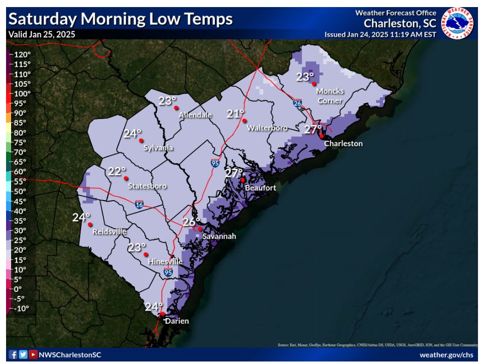 Nighttime temps will fall to around 26 degrees. Any meltwater on untreated surfaces will refreeze. This means roads and bridges will remain icy and slick with black ice. Avoid driving unless absolutely necessary to protect yourself and others.