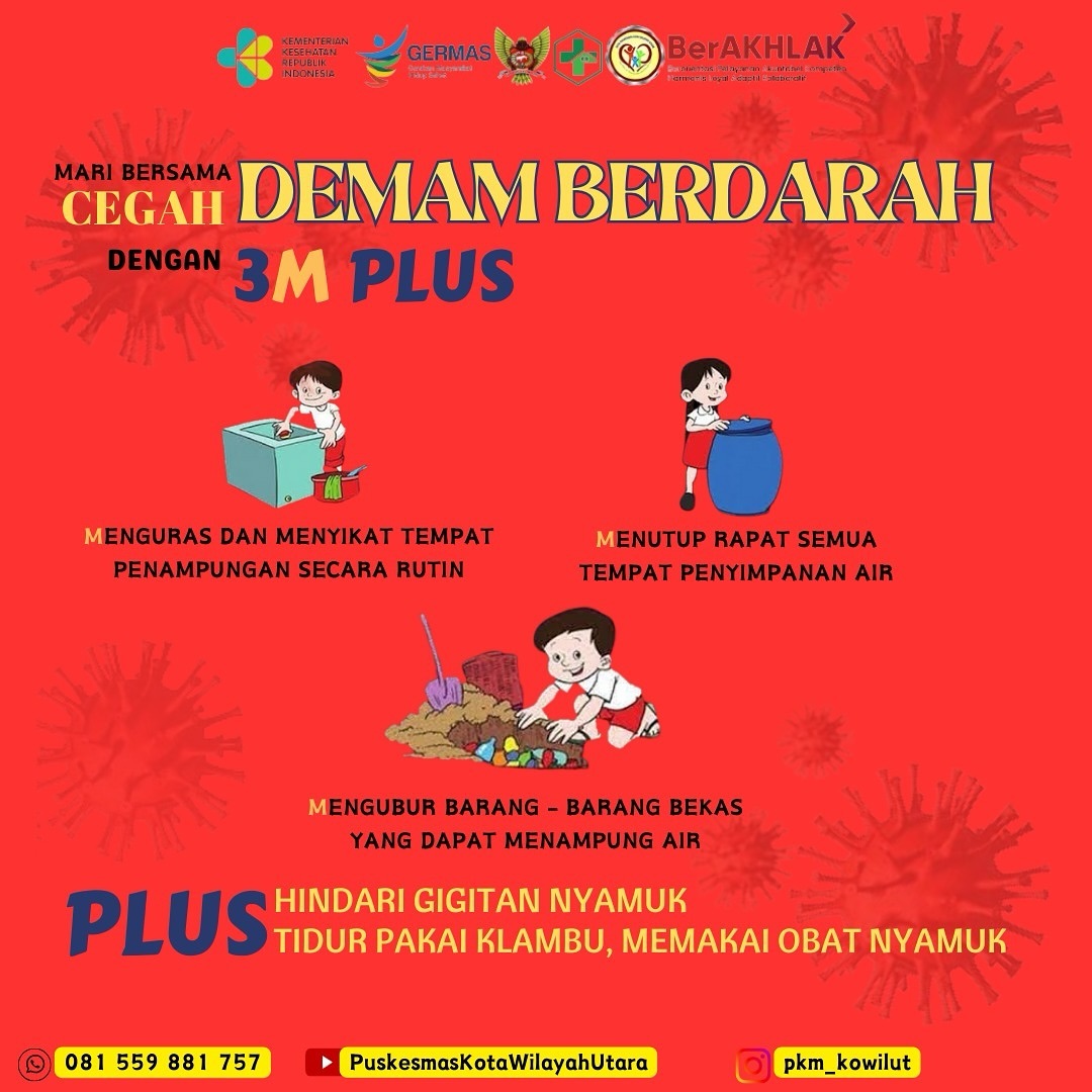 pkmkowilut's tweet photo. Hallo Konco Sehat Kowilut,
Kasus demam berdarah terjadi karena perilaku hidup masyarakat yang kurang memperhatikan kebersihan lingkungan. Demam Berdarah Dengue (DBD) merupakan salah satu penyakit yang perlu diwaspadai. Salah satu caranya adalah dengan melakukan PSN 3M Plus. https://t.co/PmG9wk0LlP