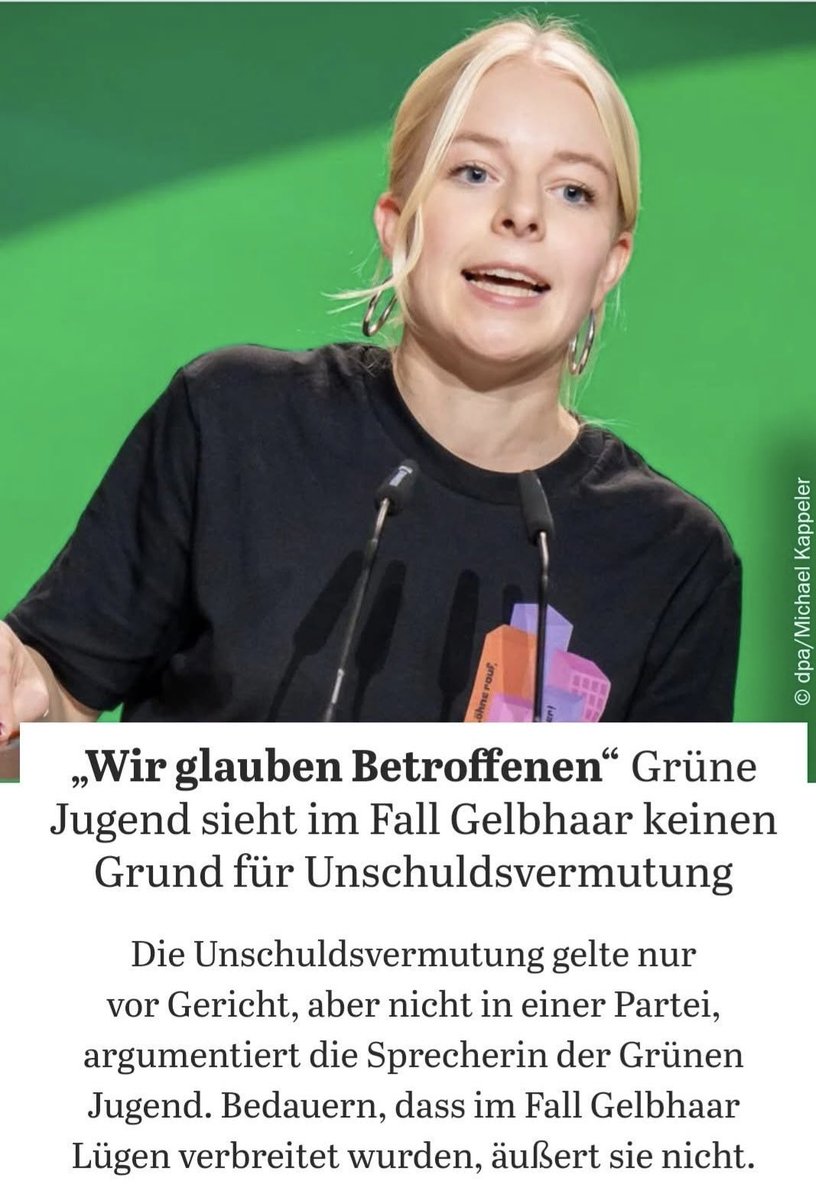 Ääähm, die Unschuldsvermutung gilt immer bei Vorwürfen, egal ob vor Gericht oder wo anders.
Also ausser natürlich bei der Grünen Jugend!