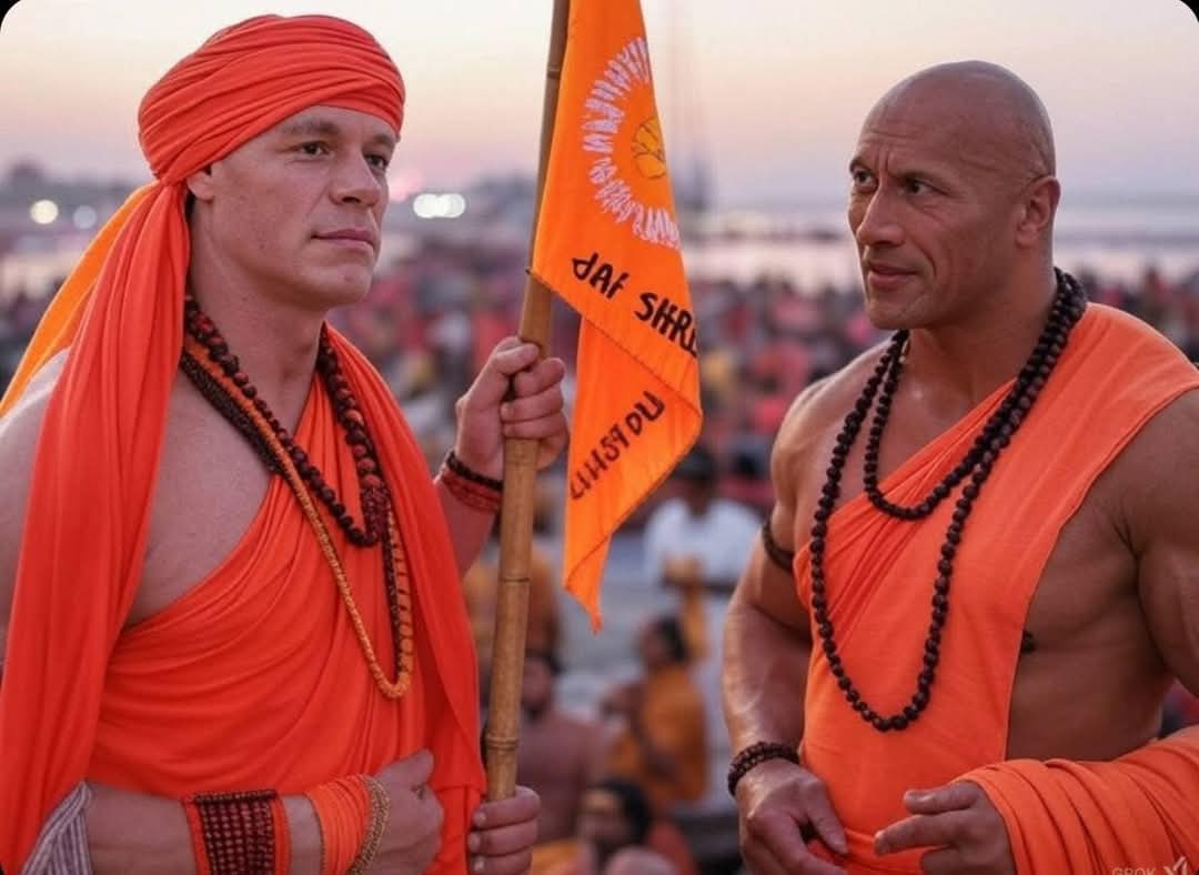 John Cena and The Rock in Maha Kumbh Mela 2025 in Prayagraj 🔥😱😍