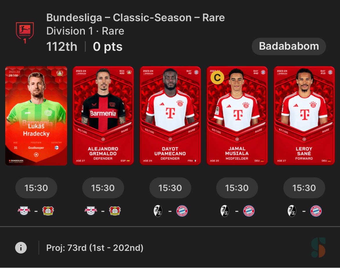 BadababomFC's tweet photo. @GullyFC @Sorare @ni2las It is what it is, new gameweek in a few days! I dont want to spend my friday evenings re-doing lineups 🤷🏼‍♂️ https://t.co/Z2xvYymk9w