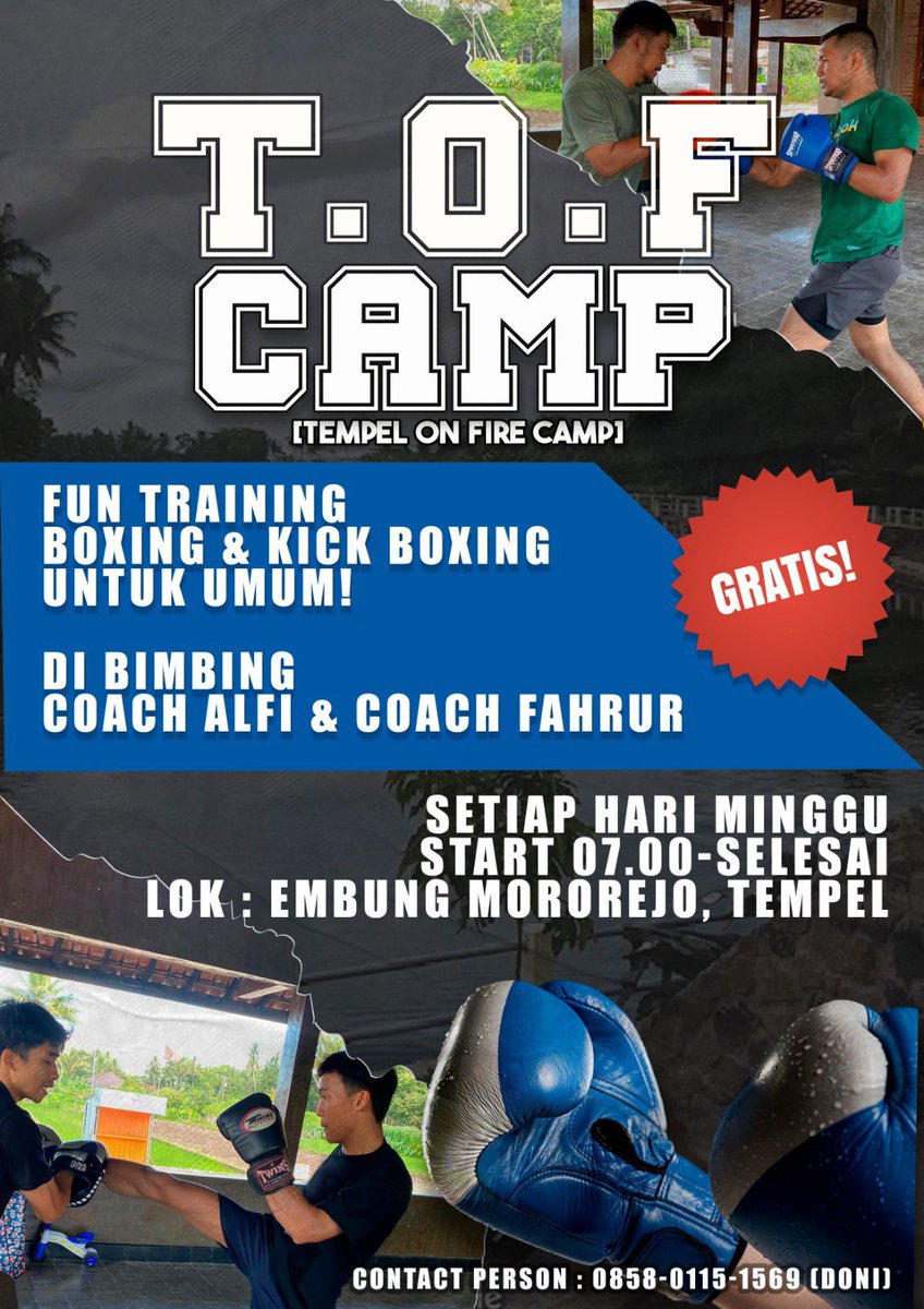 Info kesehatan olahraga untuk pemuda-pemudi wilayah tempel dan sekitarnya, bisa join besok minggu pagi ( FREE )