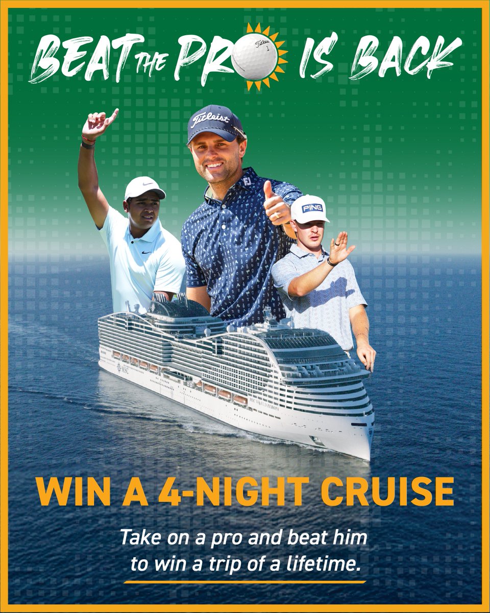 Sunshine_Tour's tweet image. Beat The Pro is back! ⛳️🤩

Think you have what it takes to #BeatThePro in a closest-to-the-pin competition on a Sunshine Tour event on live TV?

Click the link 🔗 tr.ee/ng8BLyDw1d  to enter and you could win a cruise courtesy of @MSCcruisesSA .🛳️

#SunshineTour