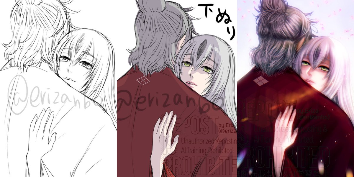 最近描いたのだとこんな感じ
#このタグを見た人はラフと完成絵を載せる 