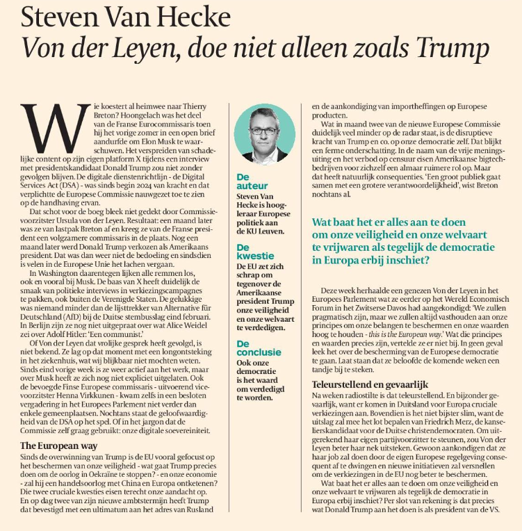 VanHeckeSteven's tweet photo. 💡 Niet alleen onze veiligheid en onze welvaart, ook onze democratie is het waard om verdedigd te worden tegen de aanvallen van Trump en co.

👉 Mijn opinie in @tijd via https://t.co/sa3aNvQ9PD https://t.co/SQY4jScDkT