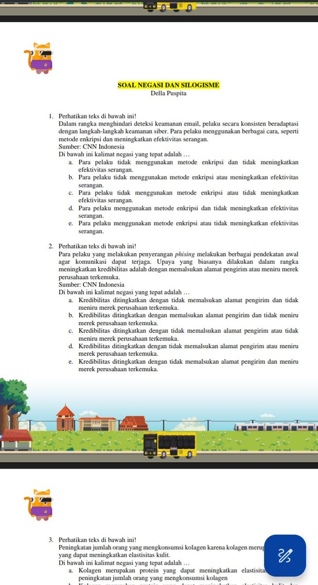 Studylazy_'s tweet photo. 🧠45 Soal PU UTBK 2025
✏️Materi: Silogisme dan Kesesuaian Bacaan
☘️Source: @AlternatifaP 
📚Soal dan KJ lengkap: https://t.co/GdzXOOSHzB

♻️RT are appreciated https://t.co/ThwqNsw9jm