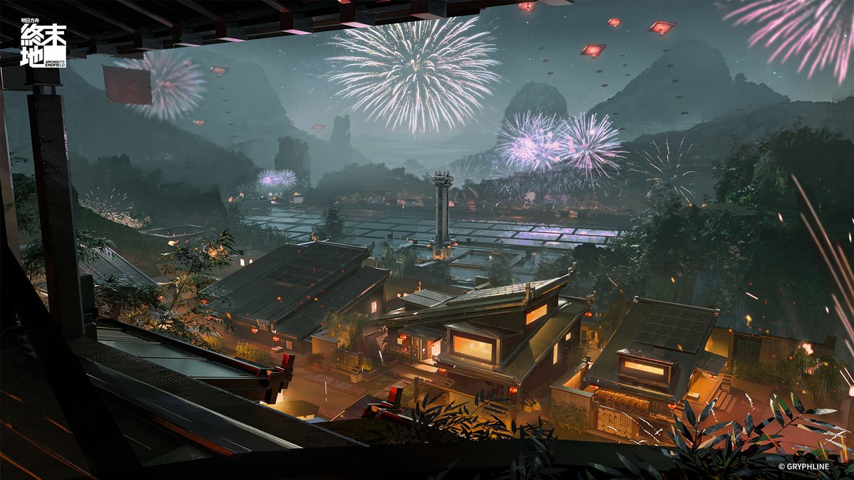 街巷燈影耀，人間煙火滿，紅聯映笑顏，共守歲月長。

#明日方舟終末地 #終末地