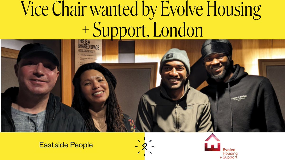 Leading homelessness charity in London <a href="/EvolveLDN/">EvolveLDN</a> is looking a Vice Chair (with registered housing sector experience) to support the board chair. This is a voluntary, unremunerated role with reasonable expenses reimbursed. Full details here: eastsidepeople.org/vacancy/evolve…