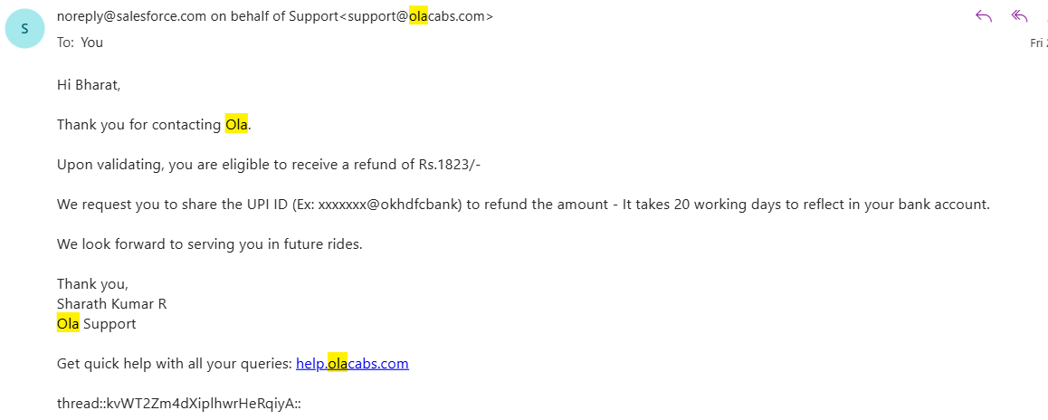 bhatss's tweet photo. @Olacabs @bhash 
First of all i was charged INR 1823/- extra for a ride to delhi airport where i was getting late and i had no option but to pay whatever extra they were asking, after email communication and literally fighting, they agreed for refund on 22/11/24,  1/2 https://t.co/GHXBfPr71P