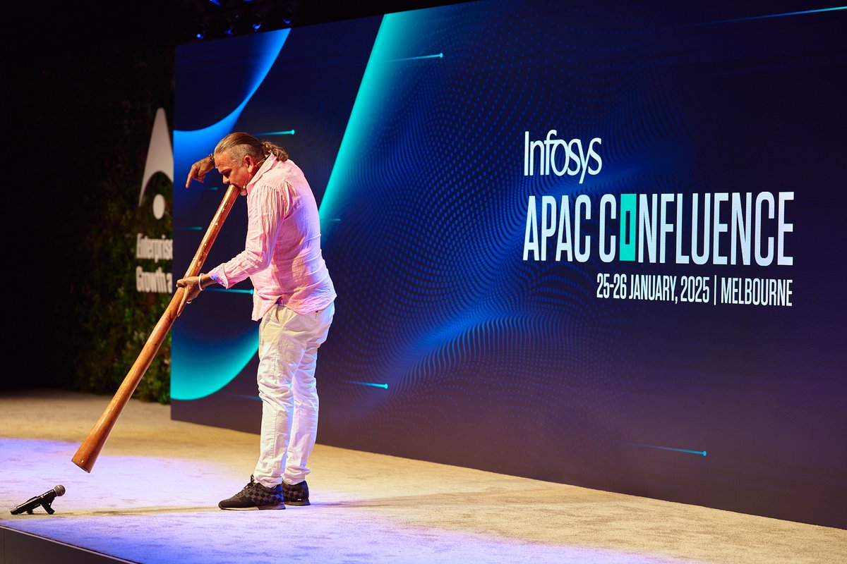 Opening with a heartfelt acknowledgment of the traditional custodians of the land, Andrew Groth graciously set the stage for #APACConfluence2025. Celebrating Infosys’s unparalleled growth in the region, he spotlighted (cont) spkl.io/l/6012fi7BQ