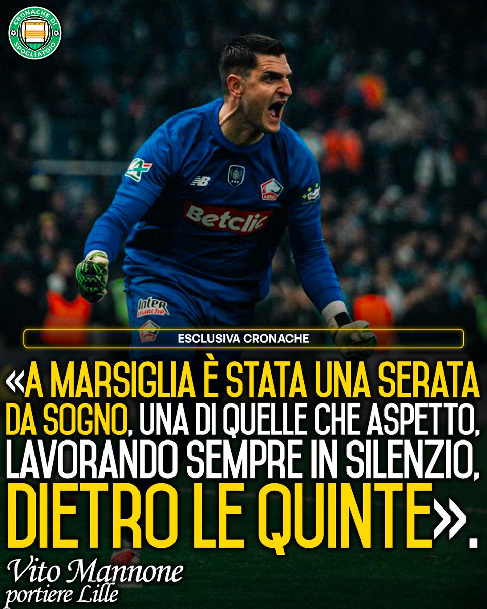 CronacheTweet's tweet photo. Vito #Mannone, oggi secondo portiere del #Lille, qualche giorno fa si è regalato una notte da assoluto protagonista, eliminando l’#OM ai rigori di #CoppadiFrancia. Ma non era la prima volta che gli capitava una serata come quella.
🎙️ intervista a cura di @CosimoBartoloni
(1/10)