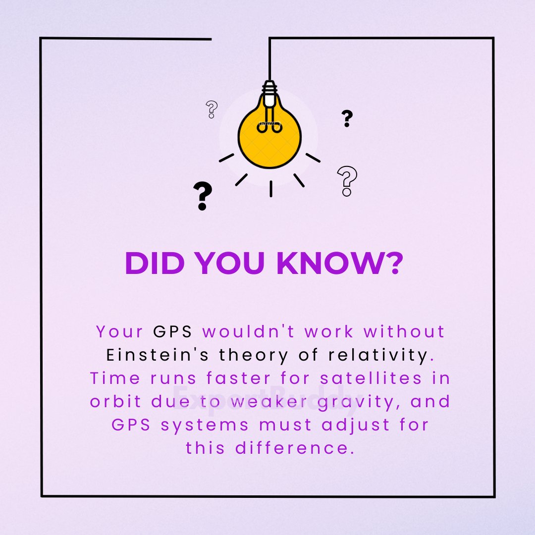 Expertbuddy_'s tweet photo. Ever wondered how your GPS stays so accurate? It's all thanks to Einstein’s theory of relativity! 🧠✨

Follow for more fascinating insights! #sciencefacts #interesting #interestingfacts #gcsestudent #alevel #science #physicsfacts #einstein #McConnell #TheTraitorsUK #Frankie https://t.co/VfX3ou1003