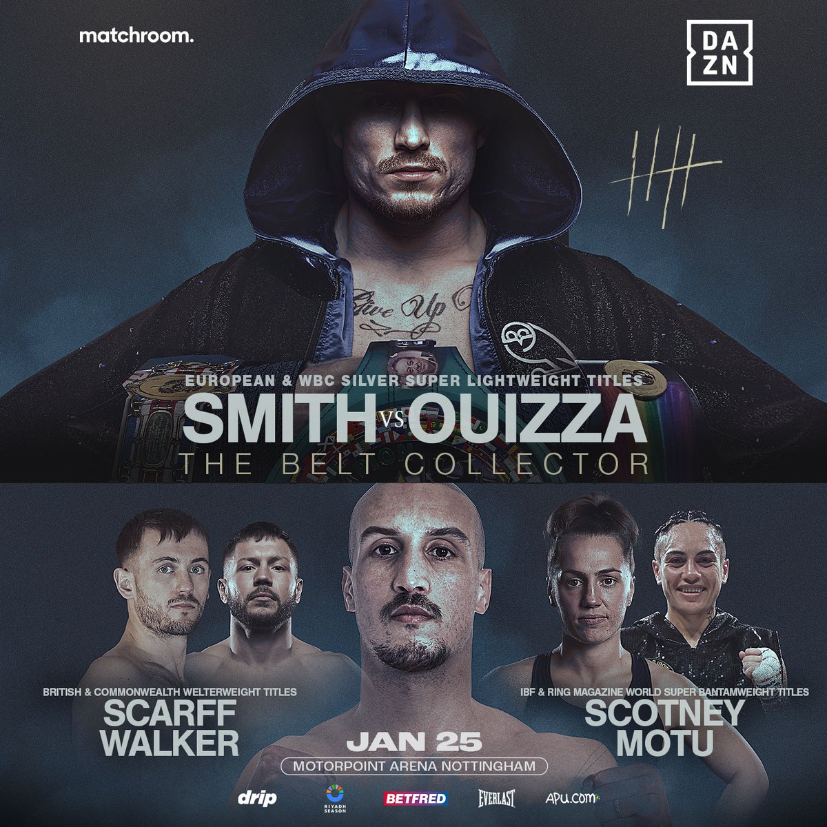 nottinghamarena's tweet image. 🥊Tonight @MatchroomBoxing heads to Nottingham as No.3 WBC ranked @daltonsmith08 challenges Walid Ouizza for the EBU European and WBC Silver super-lightweight championships.   

🎟️ Tickets &amp;amp; information: bit.ly/3BvXHRd

#DaltonSmith #MatchroomBoxing