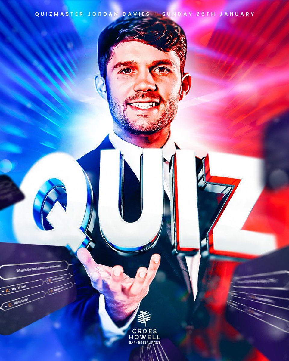 TOMORROW 

🍺❓QUIZ NIGHT ❓ 🍺

Hosted by the Quizmaster himself, <a href="/jordandavies98/">Jordan</a> ... 👀

🗓️ Sunday 26th January
⏱️ 8pm Start
📝 £2 per person entry
🍽️ Half-time curry included
✅£4 PER PINT ALL NIGHT!

BOOK NOW 😜
