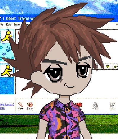 stretch shirt 
AIM background 
gary oak hair 

random generation, but sometimes two can look similar AND appear on the floor at the same time!

nice buys 🧹🎮😝