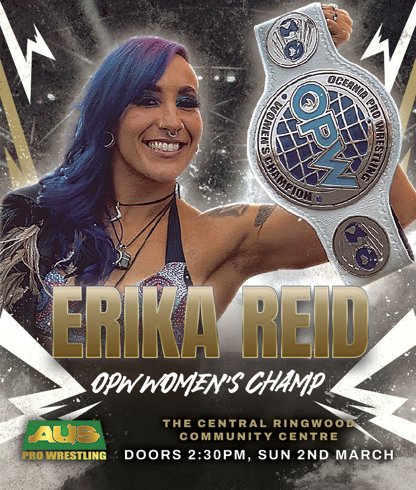 Oceania Pro Wrestling (OPW) (@opwlive) on Twitter photo <a href="/opwlive/">Oceania Pro Wrestling (OPW)</a> 👐 <a href="/AUS_Pro_Wres/">AUS Pro Wrestling</a>
<a href="/_erika/">えりか</a>.reid will defend her OPW Women’s Championship at @aus_pro_wres on March 2nd! <a href="/opwlive/">Oceania Pro Wrestling (OPW)</a> 👐 <a href="/AUS_Pro_Wres/">AUS Pro Wrestling</a>
<a href="/_erika/">えりか</a>.reid will defend her OPW Women’s Championship at @aus_pro_wres on March 2nd!
