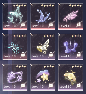bfuproductions's tweet photo. These are all my Eurekas currently - except for that one tonight, they are all maxed and completed sets so one less thing to deal with while dealing with everything else still... #infinitynikki #eurekas https://t.co/YQQVxWwpZi