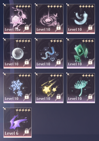 bfuproductions's tweet photo. These are all my Eurekas currently - except for that one tonight, they are all maxed and completed sets so one less thing to deal with while dealing with everything else still... #infinitynikki #eurekas https://t.co/YQQVxWwpZi