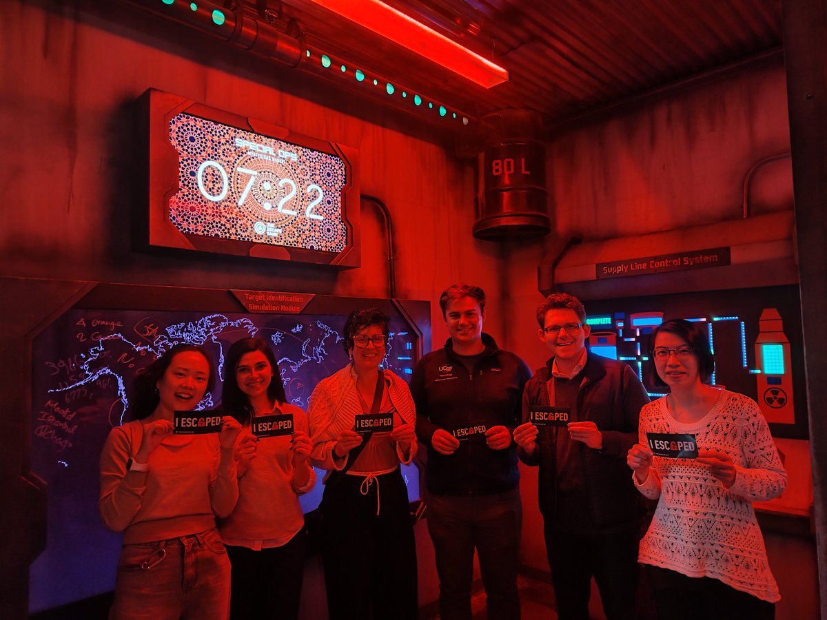grinberg_t's tweet photo. Amazing evening celebrating a year of achievements w/ the lab! We crushed 3 escape rooms with 0 to 1 clue—proof we’re pros at solving complex puzzles. We’ve earned every bit of our NIH awards to keep cracking the code of dementia. @GrinbergLabUCSF @UCSFmac @GBHI_Fellows @NSS_PIA https://t.co/IjWqFJedoL