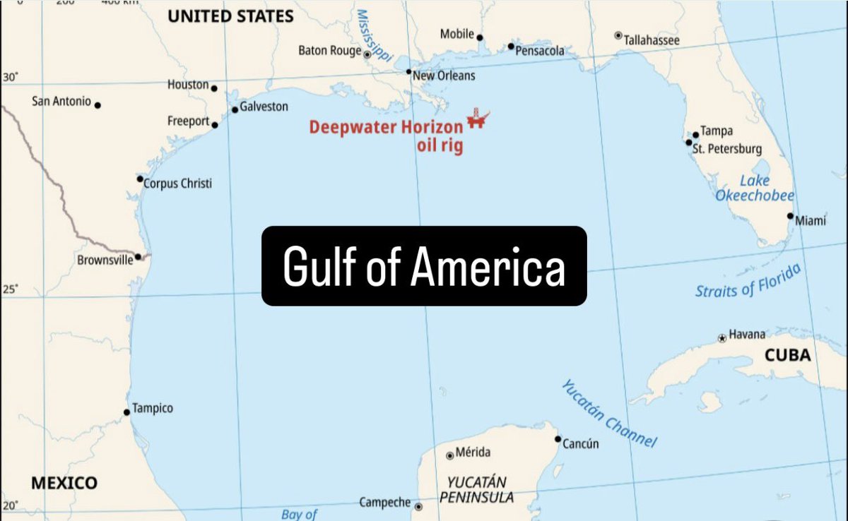 DallasTexasTV's tweet photo. Gulf of Mexico officially renamed the Gulf of America, according to Trump Administration https://t.co/C4bo3Gc9z0
