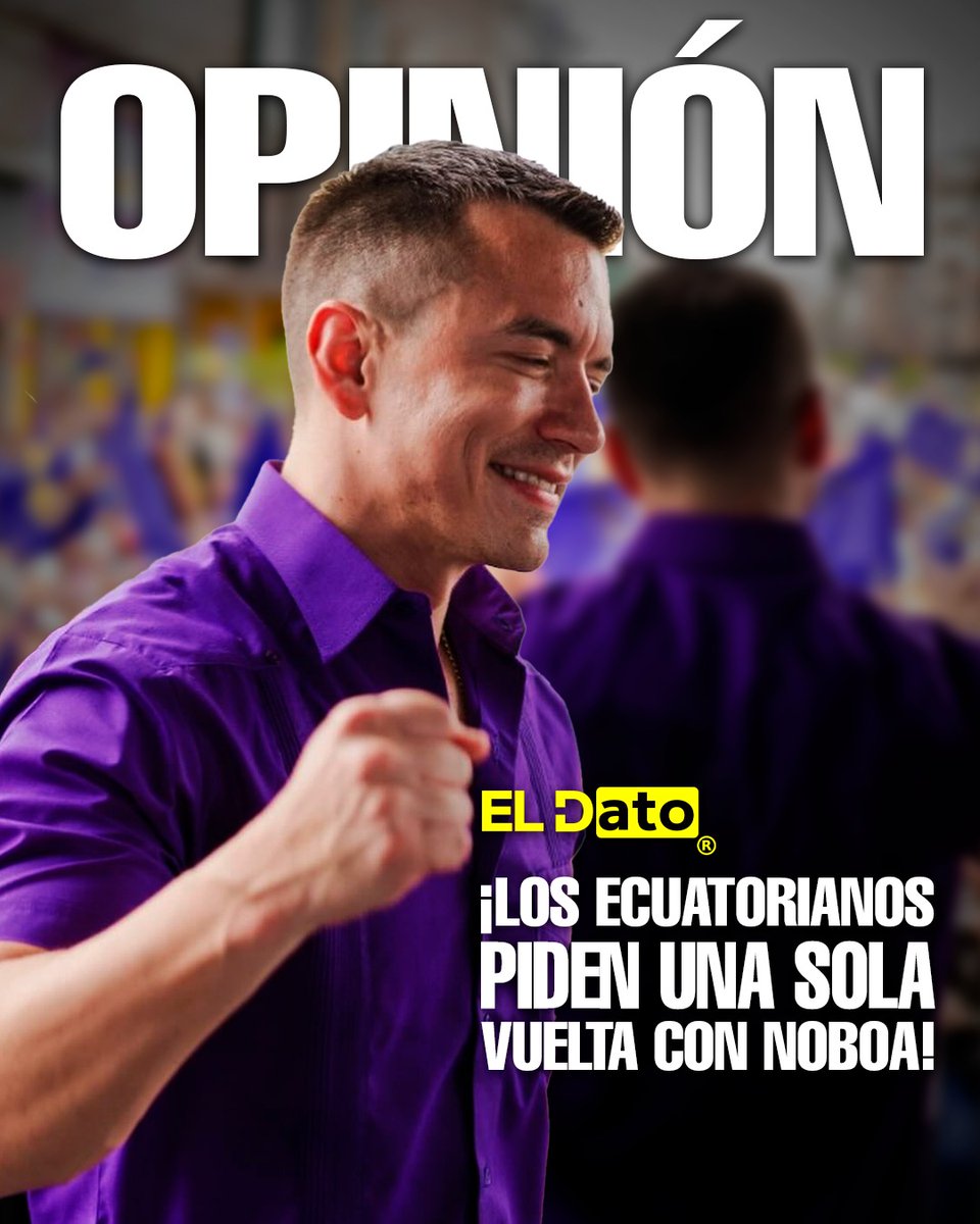 ElDatoEcua's tweet photo. #Opinión En el contexto político actual de Ecuador, el presidente y candidato a la reelección, Daniel Noboa, ha afirmado que “los ecuatorianos piden una sola vuelta con Noboa”. Esta declaración refleja su confianza en obtener una victoria contundente en las elecciones del 9 de febrero de 2025, evitando así una segunda vuelta electoral. Según encuestas recientes, Noboa lidera la intención de voto con un 54,3%, seguido por Luisa González de la Revolución Ciudadana con un 25,3%.  

Durante el único debate presidencial celebrado el 19 de enero, Noboa defendió su gestión en áreas clave como seguridad y energía. A pesar de las críticas de sus oponentes, argumentó que “nada se resuelve en un año” y destacó una reducción del 15% en las muertes violentas y del 25% en los feminicidios durante su mandato.  

Noboa continúa su campaña con la esperanza de consolidar su liderazgo y evitar una segunda vuelta en las próximas elecciones.  

@ElDatoEcua 👈

#ElDato #Ecuador #Elecciones2025 #Noboa #ADN7