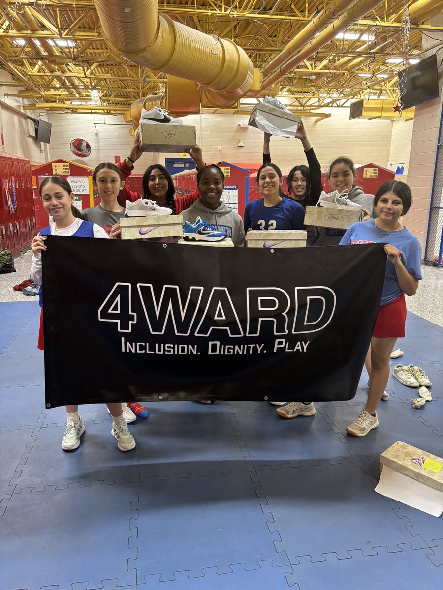 BrookBrackett's tweet photo. Thank you @4WARD_RIAN and everyone who continues to support the 4WARD mission for providing some of our Rudder athletes an opportunity to become better at the game they are learning to love!  THANK YOU for the new shoes! ❤️💙@RudderGirls @EarlRudderMS @NISD_Athletics https://t.co/4NyPeBPlLD