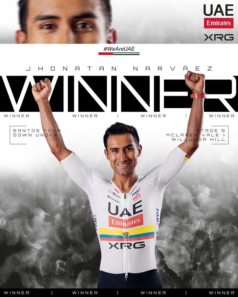🔥 🇪🇨 YES Jhony!!! <a href="/NarvaezJho/">Jhonatan Narváez</a> pick up our first win of the season at the #TourDownUnder 🇦🇺!

🟠 He is the new leader of the race! 

#WeAreUAE