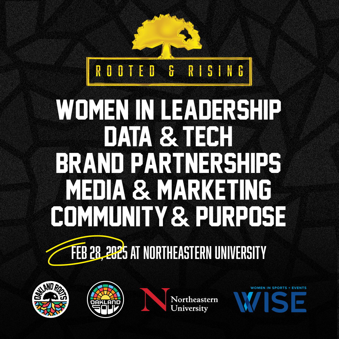 WISESFBayArea's tweet photo. Join WISE and @oaklandrootssc & @oaklandsoulsc for Rooted & Rising on 2/28!
Tickets are 20% off for WISE SF Bay Area members with the code WISE20. Purchase your ticket today with the link in our bio 🌳☀️⚽️
#WISESF #WISEWorks #womeninsports #OaklandFirstAlways #RootedandRising https://t.co/bOOBaSp9yY
