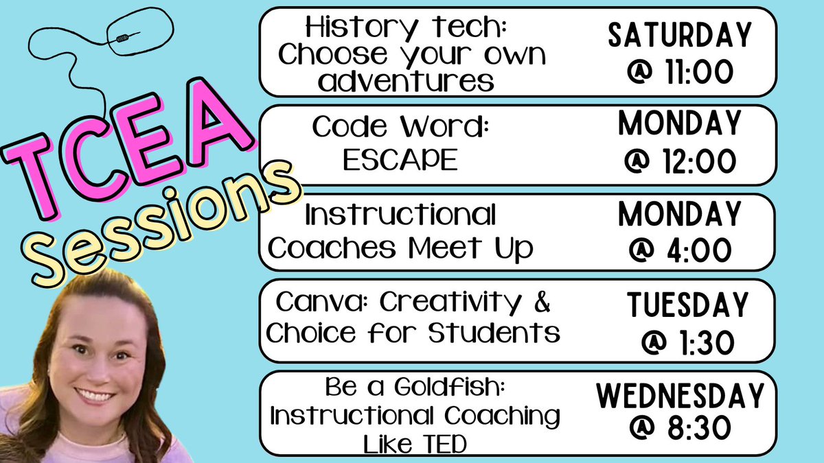 Only 1 week until the best time of the year! If you'll be at #TCEA this year, I hope you'll join me for a session or two! #TCEA25 #EdTech #InstructionalCoach