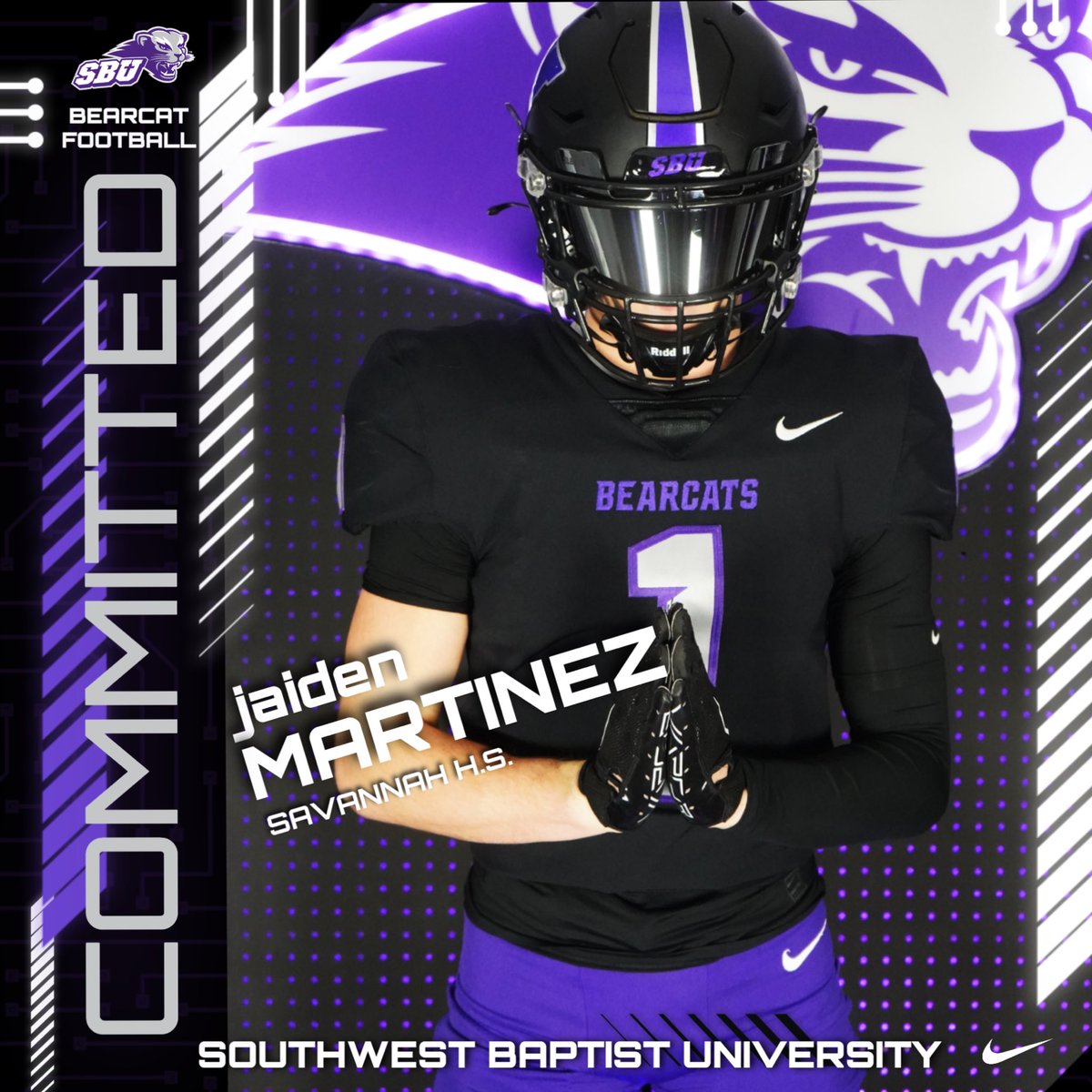 Jaiden Martinez (@tinez_2) on Twitter photo 1000% COMMITTED✝️
After a great official visit I am Blessed to announce my commitment to SBU💜
I want to thank all the people who have supported me along my journey. AGTG
<a href="/SBU_Football/">SBU Football</a> <a href="/Coach_Clardy/">Robert Clardy</a> <a href="/Coach_BGordon/">Coach Gordon</a> <a href="/SavannahFB_/">Savannah Savage Football</a> <a href="/CoachDeal/">Blake Deal</a> <a href="/CoachHays_/">Anthony Hays</a> <a href="/CoachCalebWiley/">Caleb Wiley</a> 1000% COMMITTED✝️
After a great official visit I am Blessed to announce my commitment to SBU💜
I want to thank all the people who have supported me along my journey. AGTG
<a href="/SBU_Football/">SBU Football</a> <a href="/Coach_Clardy/">Robert Clardy</a> <a href="/Coach_BGordon/">Coach Gordon</a> <a href="/SavannahFB_/">Savannah Savage Football</a> <a href="/CoachDeal/">Blake Deal</a> <a href="/CoachHays_/">Anthony Hays</a> <a href="/CoachCalebWiley/">Caleb Wiley</a>