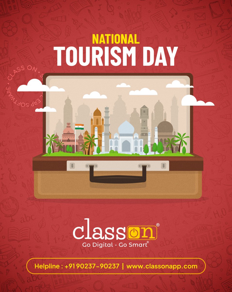 classonapp's tweet photo. Explore, Experience, Enjoy: National Tourism Day 🌍

Celebrate the beauty of travel and discovery!

#NationalTourismDay #ExploreMore #TravelGoals #DiscoverIndia #Wanderlust #TourismMatters #TravelLocal #ClassON #Schoolerpsoftware https://t.co/SEGzlNlRNa