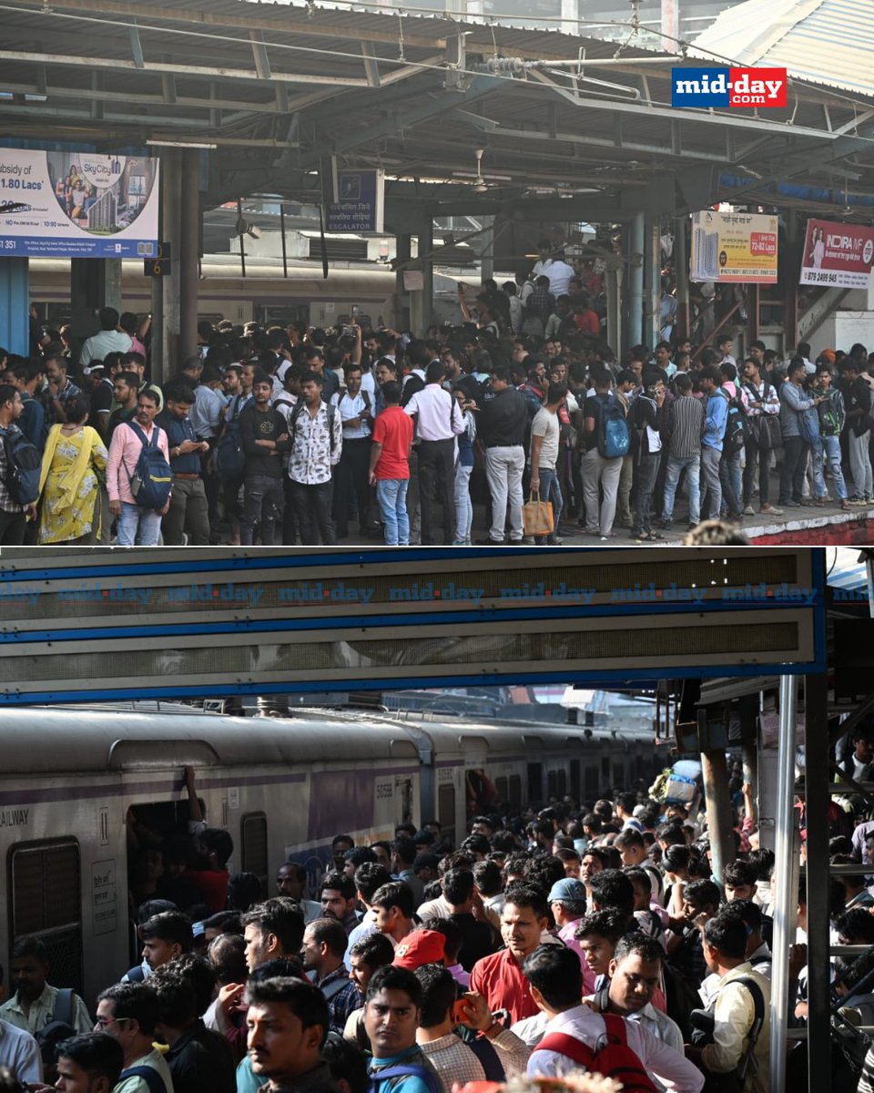 mid_day's tweet image. Dadar railway station is experiencing heavy crowds due to a mega block between Bandra and Mahim for the rebuilding of Bridge No. 20. 
Train services were disrupted on the nights of 24/25 and 25/26 January 2025.

VC/PC: @satejss 

#mumbailocaltrain #railways #localtrain #mumbai