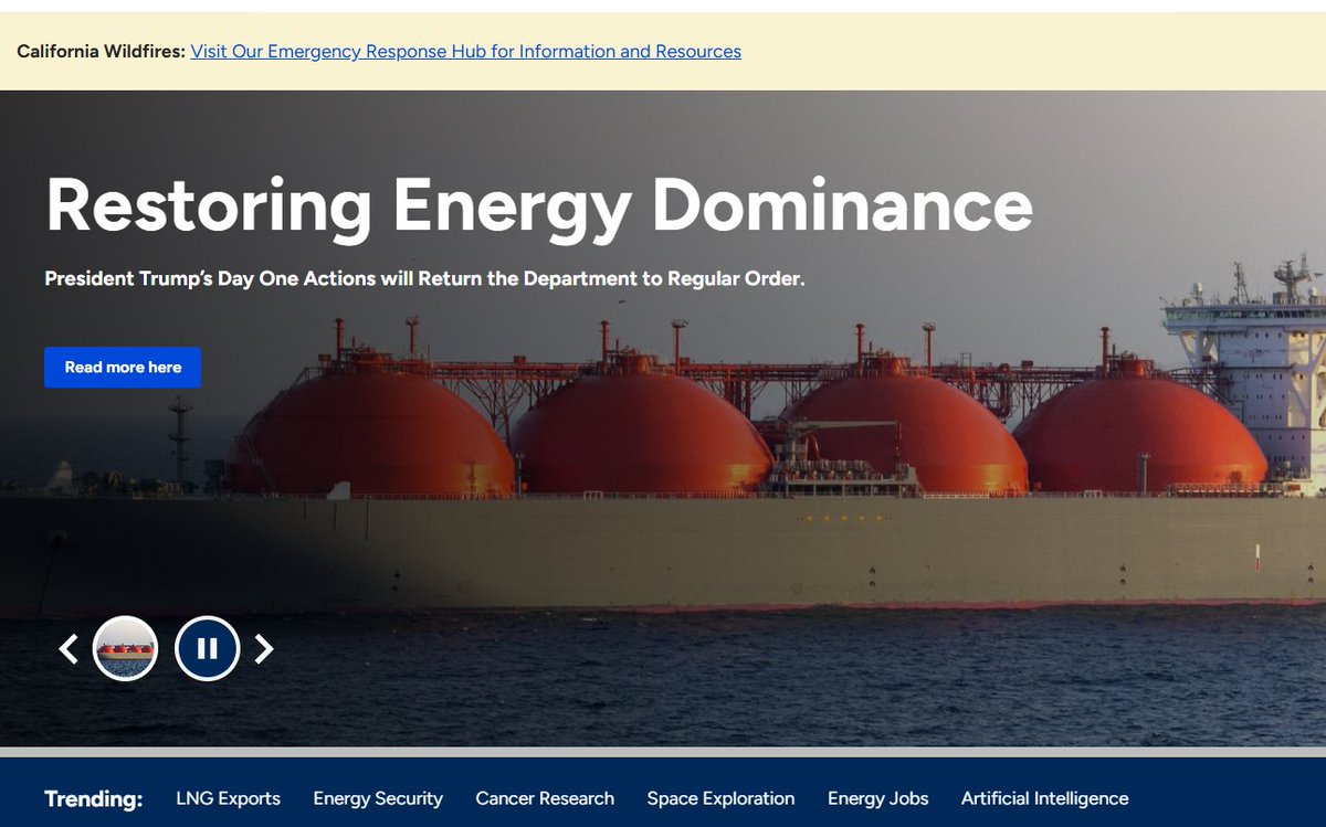auskinza's tweet photo. US Department of Energy website on January 19, 2025 vs January 25, 2025. See if you can spot the difference (it's subtle). https://t.co/ys3FFTk4z2