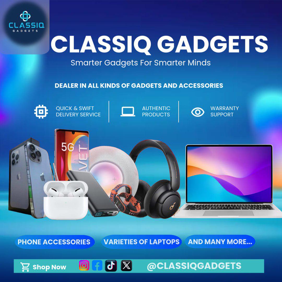 aburoyeet's tweet photo. We are excited to announce the launch of ClassiQ Gadgets, your reliable source for authentic gadgets and accessories.
Check thread for full info🥳
#mistakenly #niphkeys #swifey #skyforce pete hegseth #Oscars #Oscars2025 #Garnacho #JHOPE agege lucifer Central cee https://t.co/zY1cgryRwb