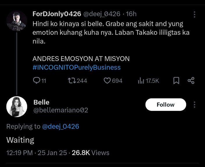 deej_0426's tweet photo. Wow! Ang cute ni Belle nag reply sya 😊 https://t.co/pP6XHzZW6m