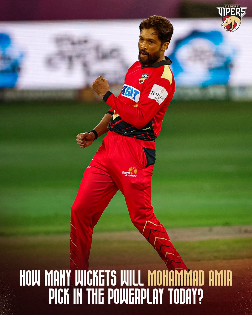 Will we see Amir bhai's 𝘫𝘢𝘭𝘸𝘢 again today? 🤔

#DesertVipers #FangsOut #DPWorldILT20 #SWvDV