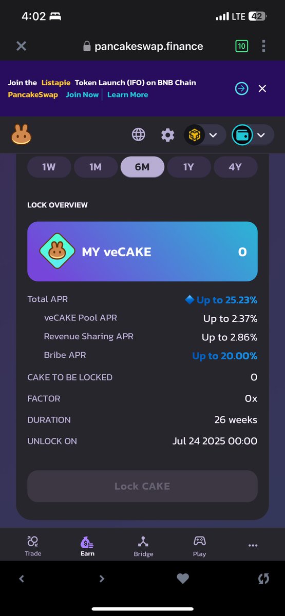 defi_diving's tweet photo. 2/ So if you hold $CAKE (Pancakeswap native token) let’s dive in opportunities you mustn’t miss.
Don’t let your CAKE sleep in your wallet. Stake CAKE to get #veCAKE, earn up to 25.23% APR from veCAKE pool and revenue sharing. https://t.co/5aYktElydI