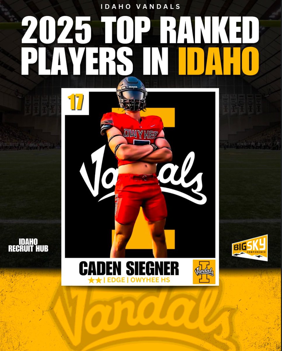 Caden Siegner (@cadensiegner) on Twitter photo Blessed to get ranked 17th in the class of 2025 for the state of Idaho!
<a href="/OwyheeFB/">Owyhee Football</a> <a href="/MrBurton09/">Jason Burton</a> <a href="/NickFarman55/">Nick Farman M.S.</a> <a href="/BrandonHuffman/">Brandon Huffman</a> <a href="/PGregorian/">Paul Gregorian</a> <a href="/GregBiggins/">Greg Biggins</a> <a href="/jake_pele/">Jake Pele</a> <a href="/208ITTA/">In The Trenches Academy</a> <a href="/Coach_Taufalele/">Josh Taufalele</a> <a href="/SilverbackNance/">GoodEatzMandeaux</a> <a href="/OTFathlete/">OFFTHEFIELD.COM</a> <a href="/RAREAcademyID/">RARE Academy</a> <a href="/PrepRedzoneID/">Prep Redzone Idaho</a> <a href="/IdahoRecruitHub/">Idaho Recruit Hub</a> Blessed to get ranked 17th in the class of 2025 for the state of Idaho!
<a href="/OwyheeFB/">Owyhee Football</a> <a href="/MrBurton09/">Jason Burton</a> <a href="/NickFarman55/">Nick Farman M.S.</a> <a href="/BrandonHuffman/">Brandon Huffman</a> <a href="/PGregorian/">Paul Gregorian</a> <a href="/GregBiggins/">Greg Biggins</a> <a href="/jake_pele/">Jake Pele</a> <a href="/208ITTA/">In The Trenches Academy</a> <a href="/Coach_Taufalele/">Josh Taufalele</a> <a href="/SilverbackNance/">GoodEatzMandeaux</a> <a href="/OTFathlete/">OFFTHEFIELD.COM</a> <a href="/RAREAcademyID/">RARE Academy</a> <a href="/PrepRedzoneID/">Prep Redzone Idaho</a> <a href="/IdahoRecruitHub/">Idaho Recruit Hub</a>