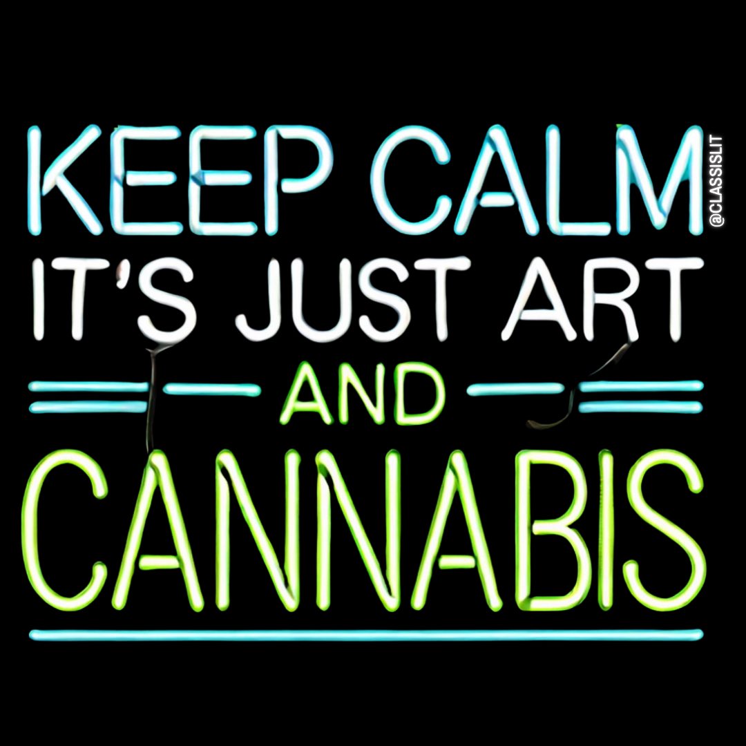 classislit's tweet image. “Keep Calm, It’s Just Art and Cannabis.”
💨🍃🎨
#art #artist #artandcannabis #classislit #creativeeducationwithcannabis #keepcalm #keepcalmitsjustartandcannabis #neonlights #smokeandcreate #smokeweedandpaint #weedandart
