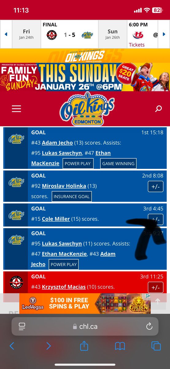 ANGRYCAPER's tweet photo. How about #15 Cole Miller scoring his 15th goal of the season at the 15:15 minute mark of the 3rd for the @EdmOilKings tonight ! https://t.co/6JR9jdzA3e