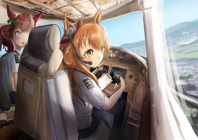 そういえば飛行機内の客室描いたの、先のが初めてでした。今までは操縦室は描いてたです 
