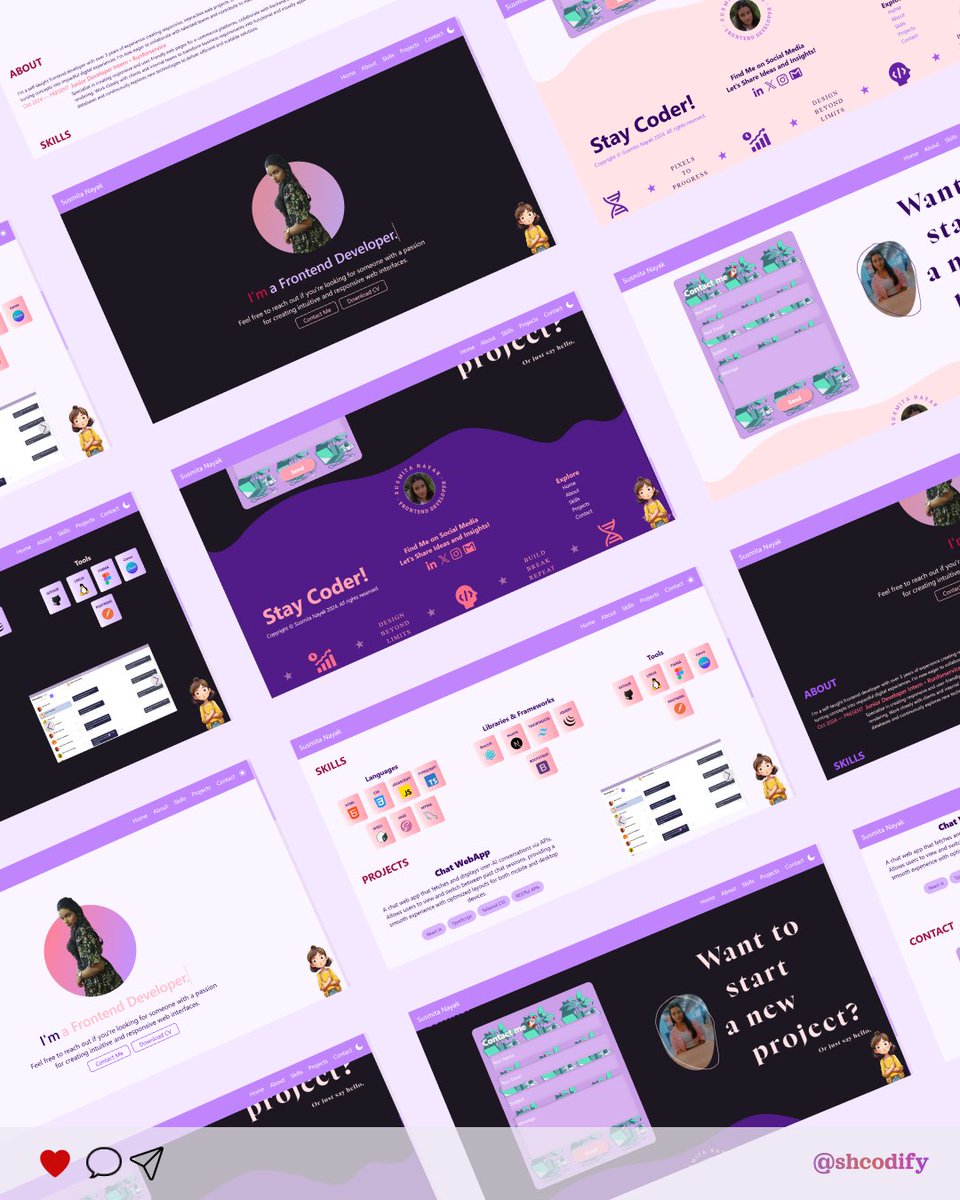 shcodify's tweet image. Check out my portfolio 🗃️ – crafted with #TailwindCSS &amp;amp; #Figma! 💻✨
Your feedback is always welcome! 🚀.
#frontend #learningjourney #uiuxdesign #webdevelopment #webdesign