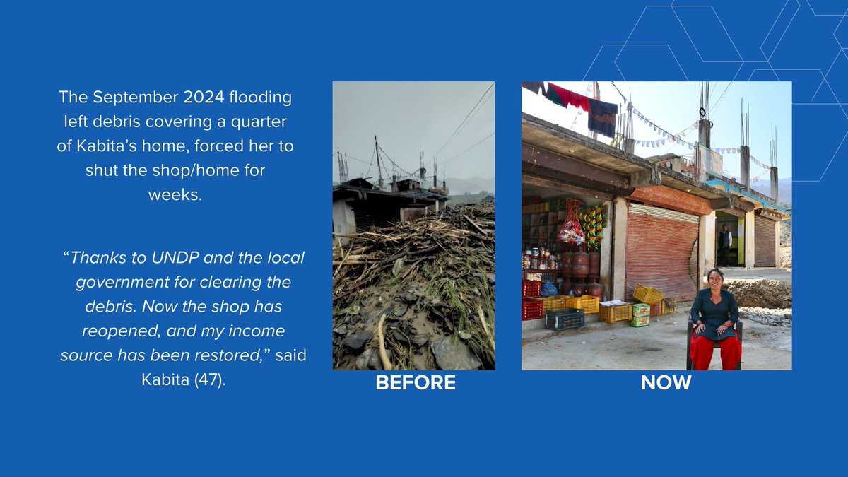 Sudhir Kumar (@sudhir_ise) on Twitter photo Debris removal by <a href="/UNDPNepal/">UNDP in Nepal</a> in the Sep2024 floods affected areas helped to restore livelihoods of many, including Ms. Kabita of #Kavre #EarlyRecovery is key Debris removal by <a href="/UNDPNepal/">UNDP in Nepal</a> in the Sep2024 floods affected areas helped to restore livelihoods of many, including Ms. Kabita of #Kavre #EarlyRecovery is key
